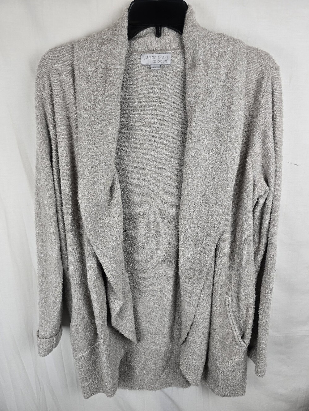 Barefoot Dreams Soft Cozy Beige Open-Front Draped Cardigan Sz L/XL